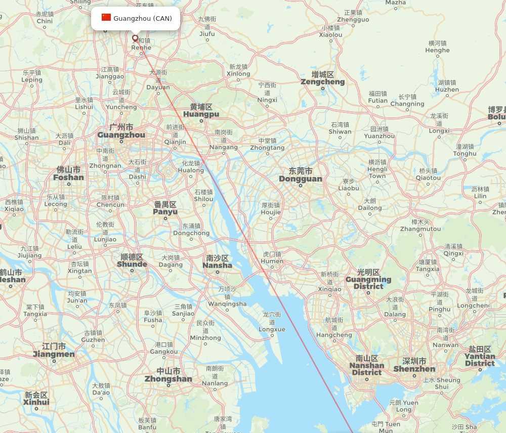 CAN to HKG flights and routes map