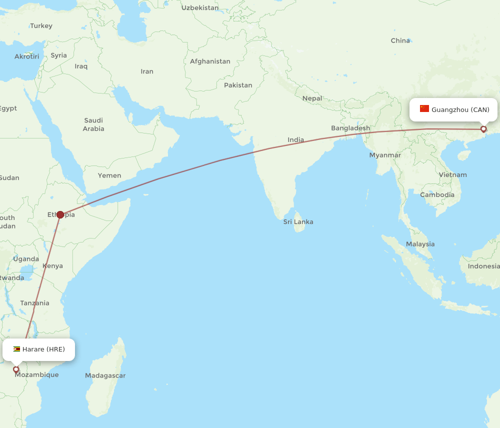 CAN-HRE flight routes