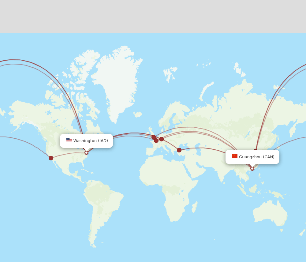 CAN-IAD flight routes