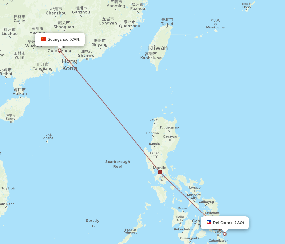 CAN-IAO flight routes