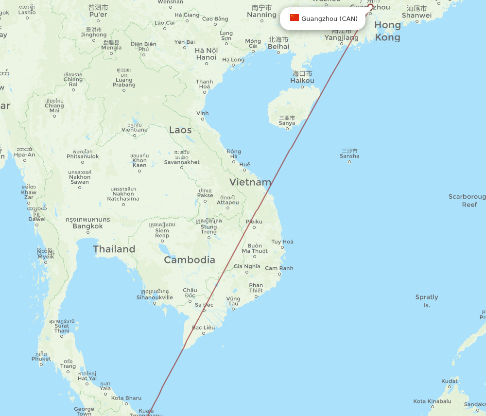 CAN-KUA flight routes