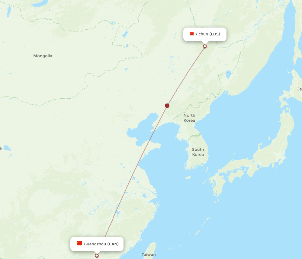 CAN to LDS flights and routes map