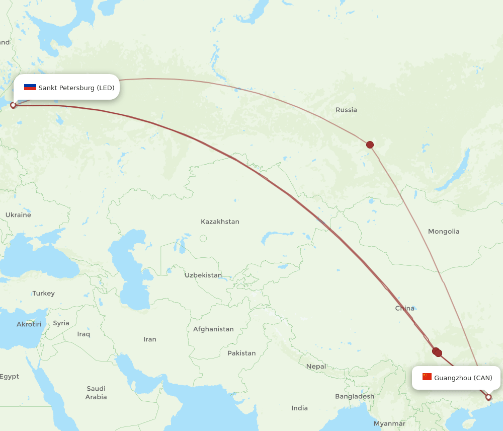 CAN-LED flight routes