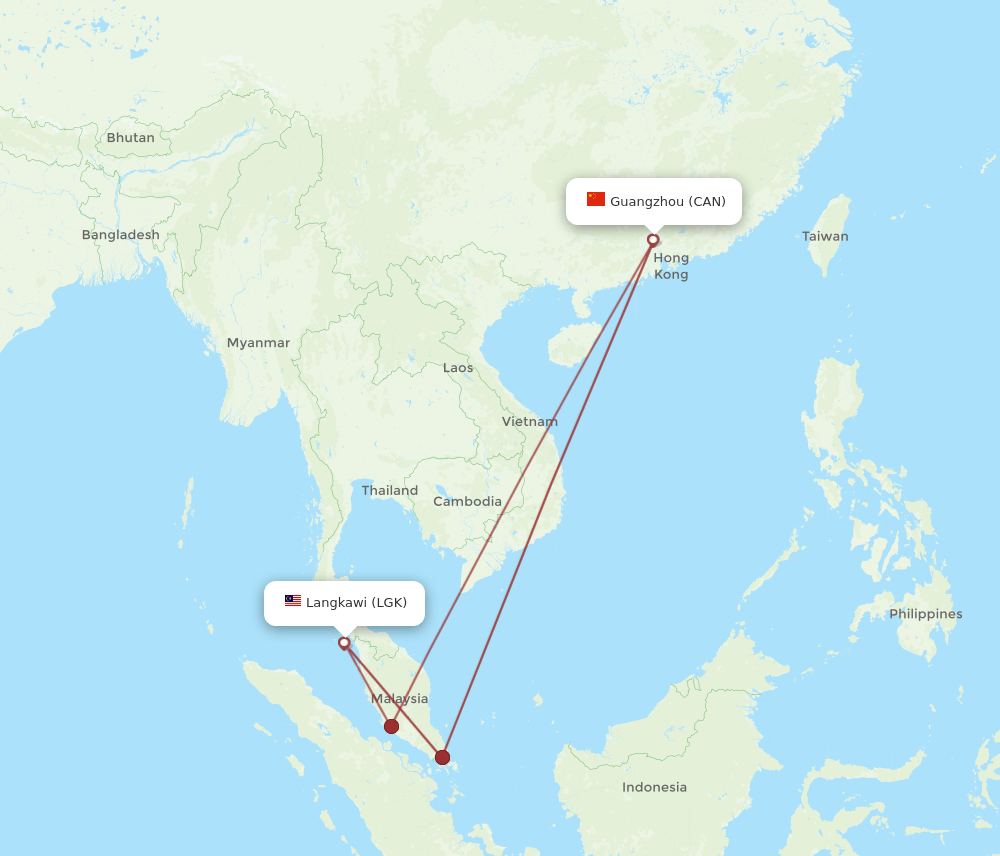 CAN-LGK flight routes