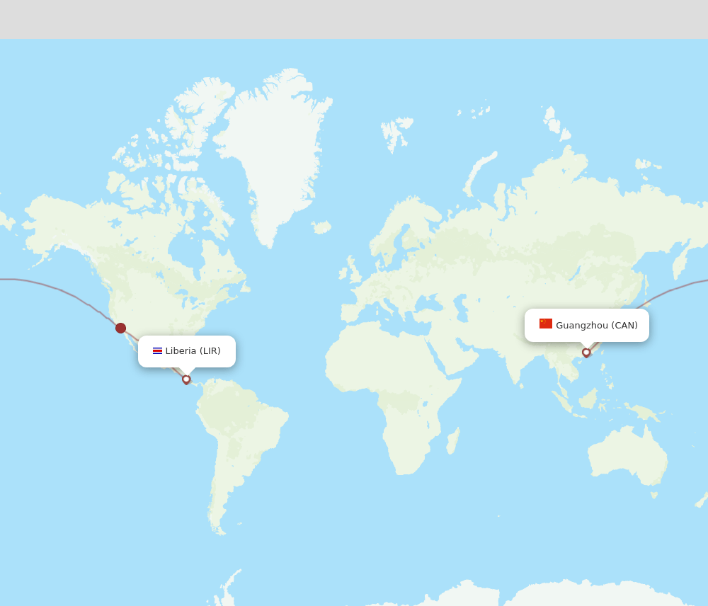 CAN-LIR flight routes