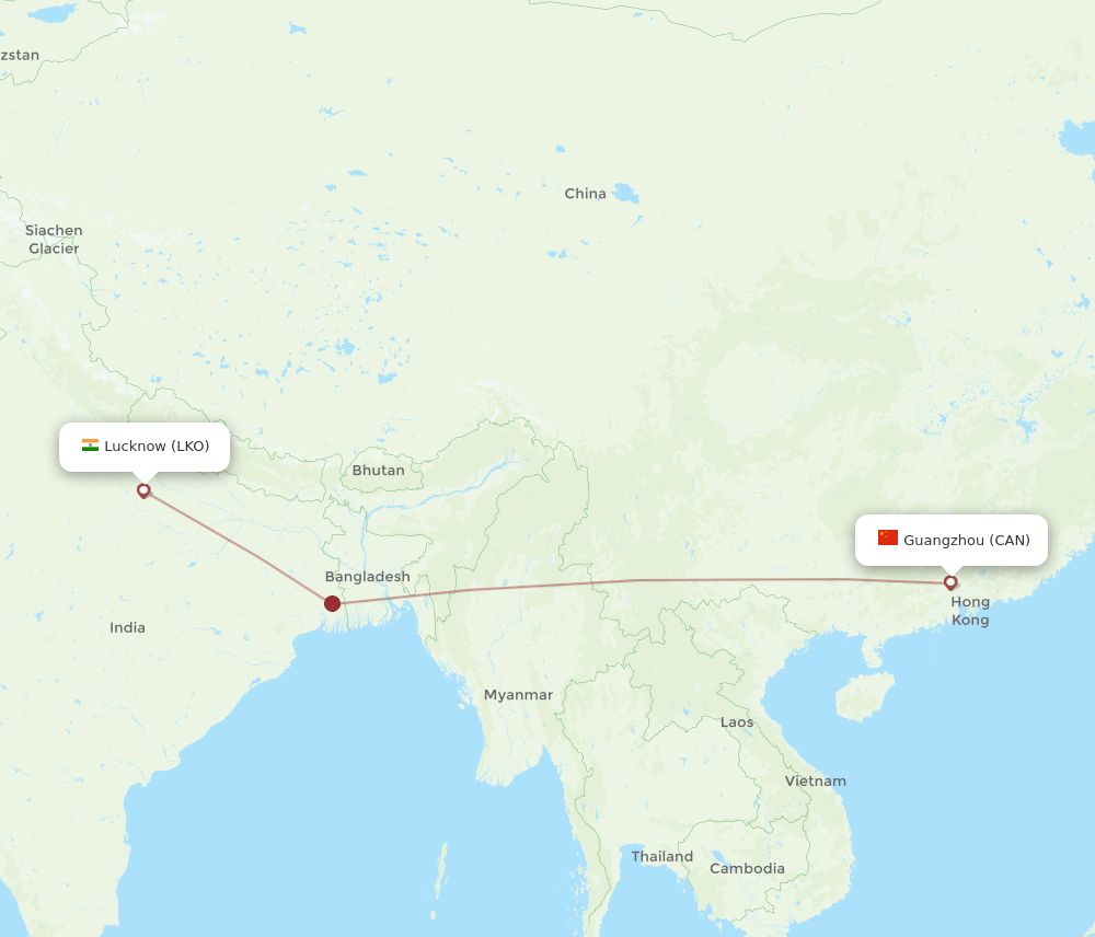 CAN-LKO flight routes