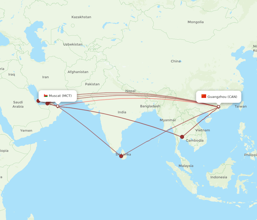 CAN-MCT flight routes