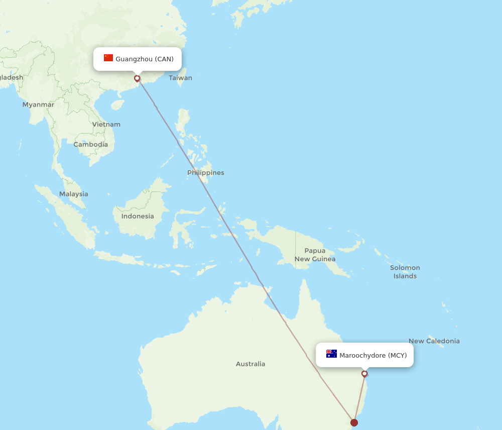 CAN-MCY flight routes