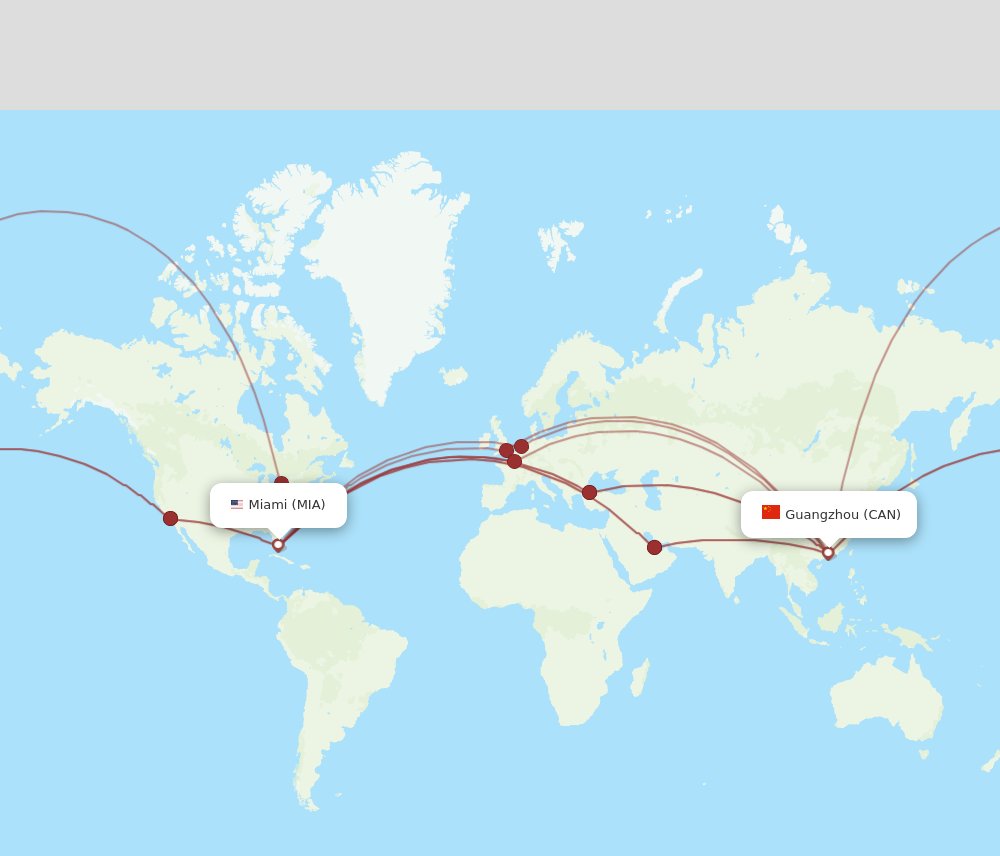 CAN to MIA flights and routes map