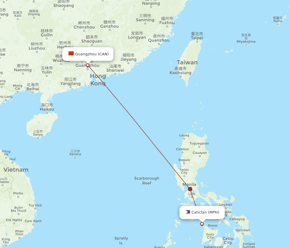 CAN-MPH flight routes
