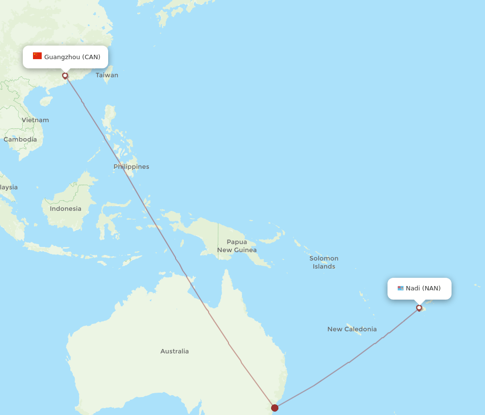 NAN to CAN flights and routes map