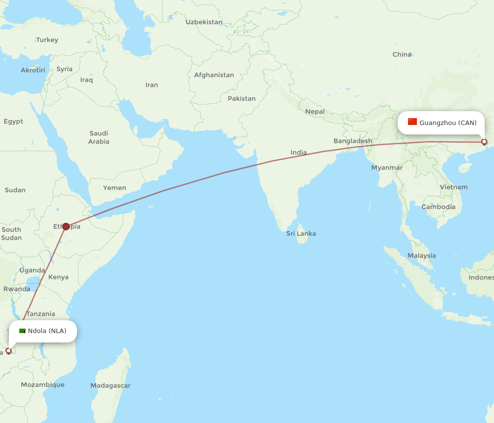 CAN-NLA flight routes