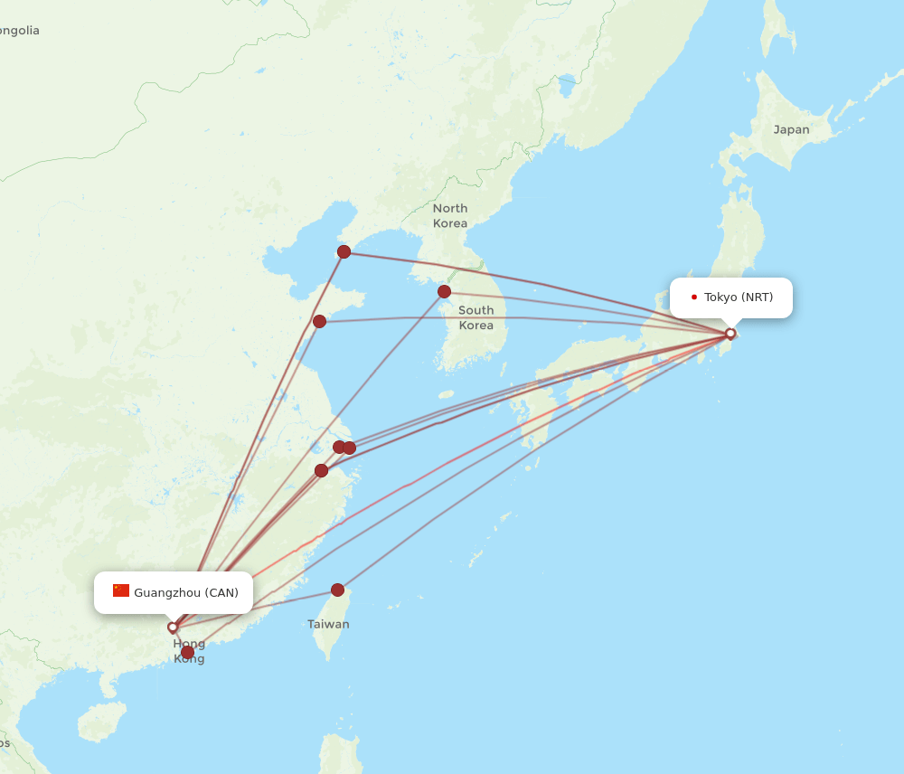 CAN-NRT flight routes