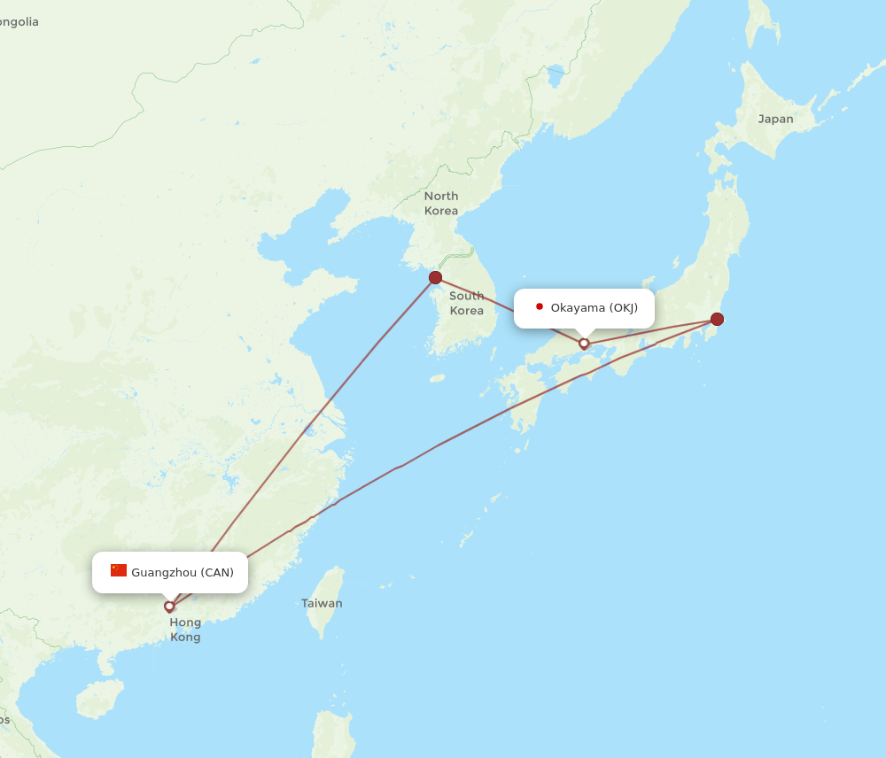 CAN-OKJ flight routes