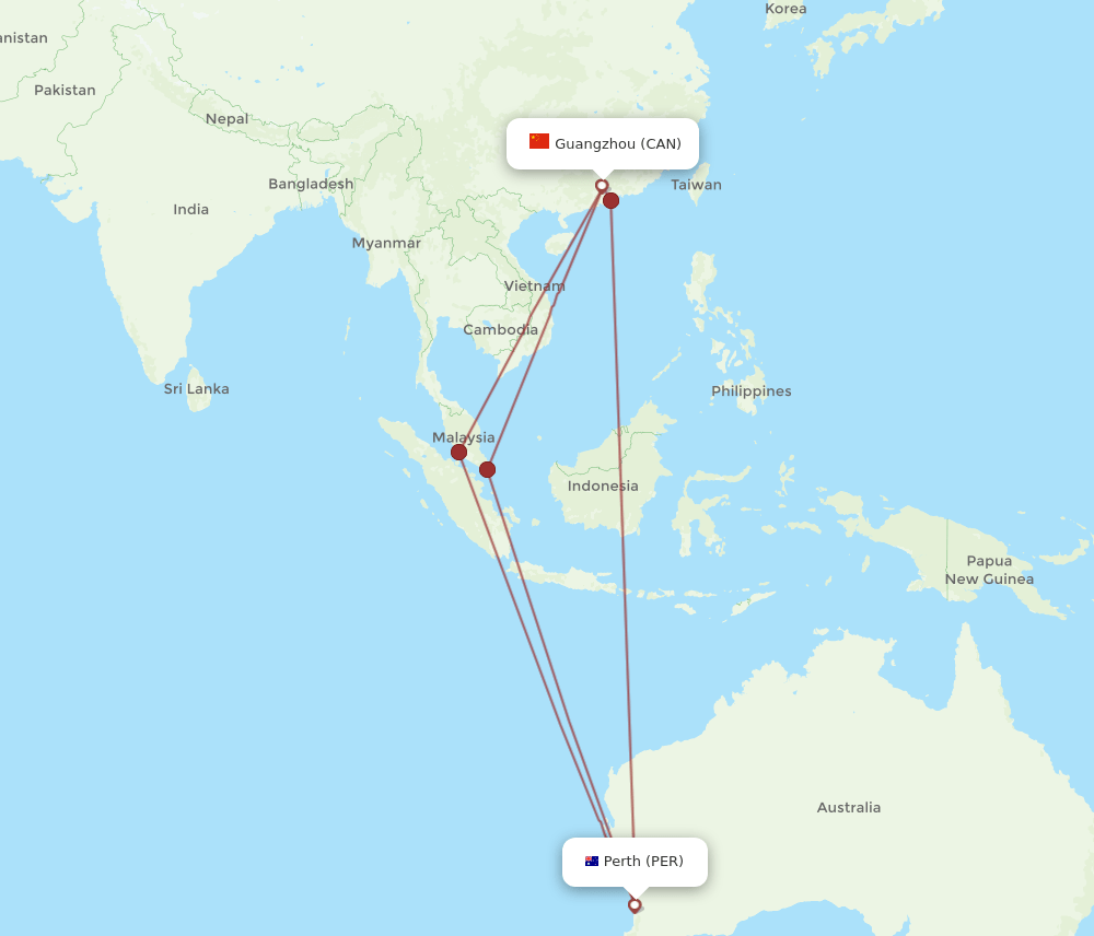 CAN-PER flight routes