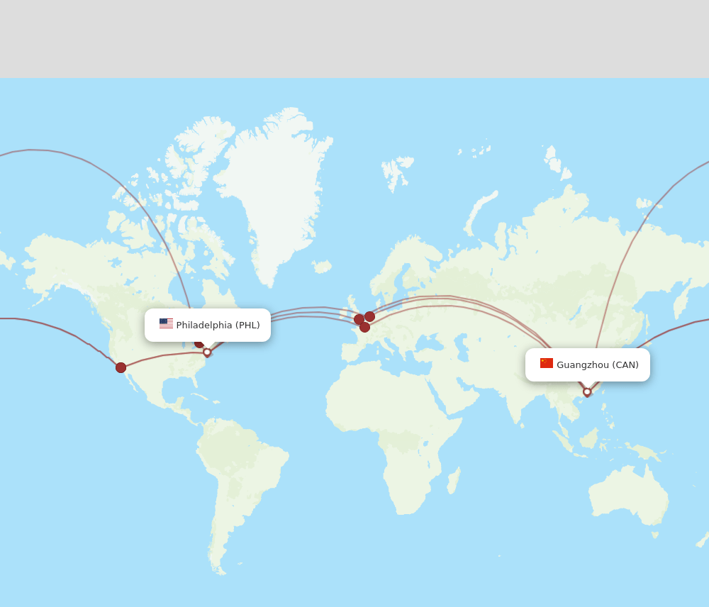 CAN-PHL flight routes