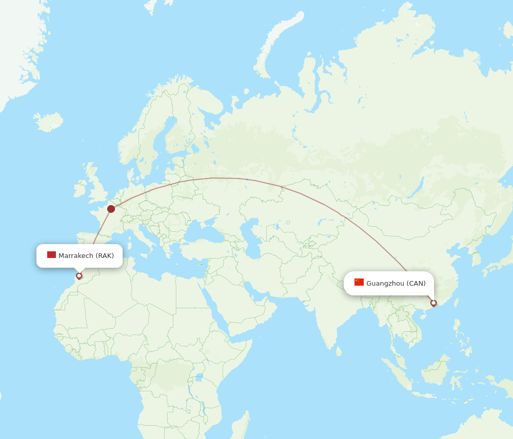 CAN-RAK flight routes
