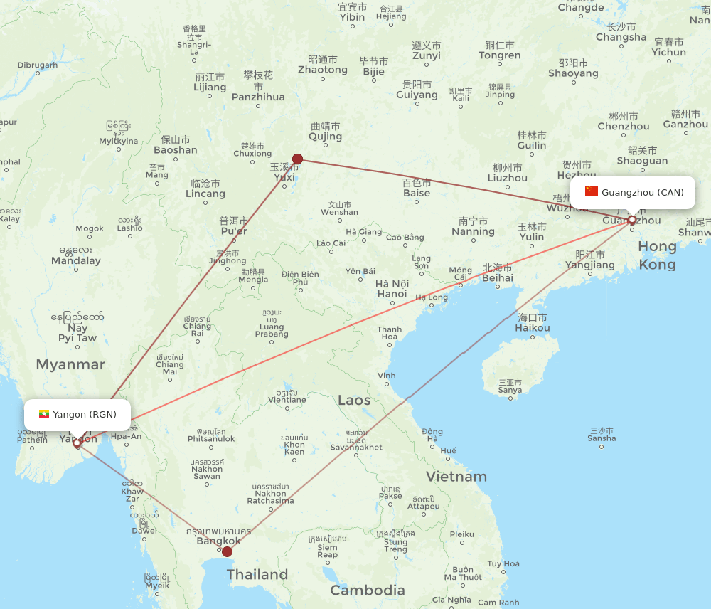 CAN-RGN flight routes