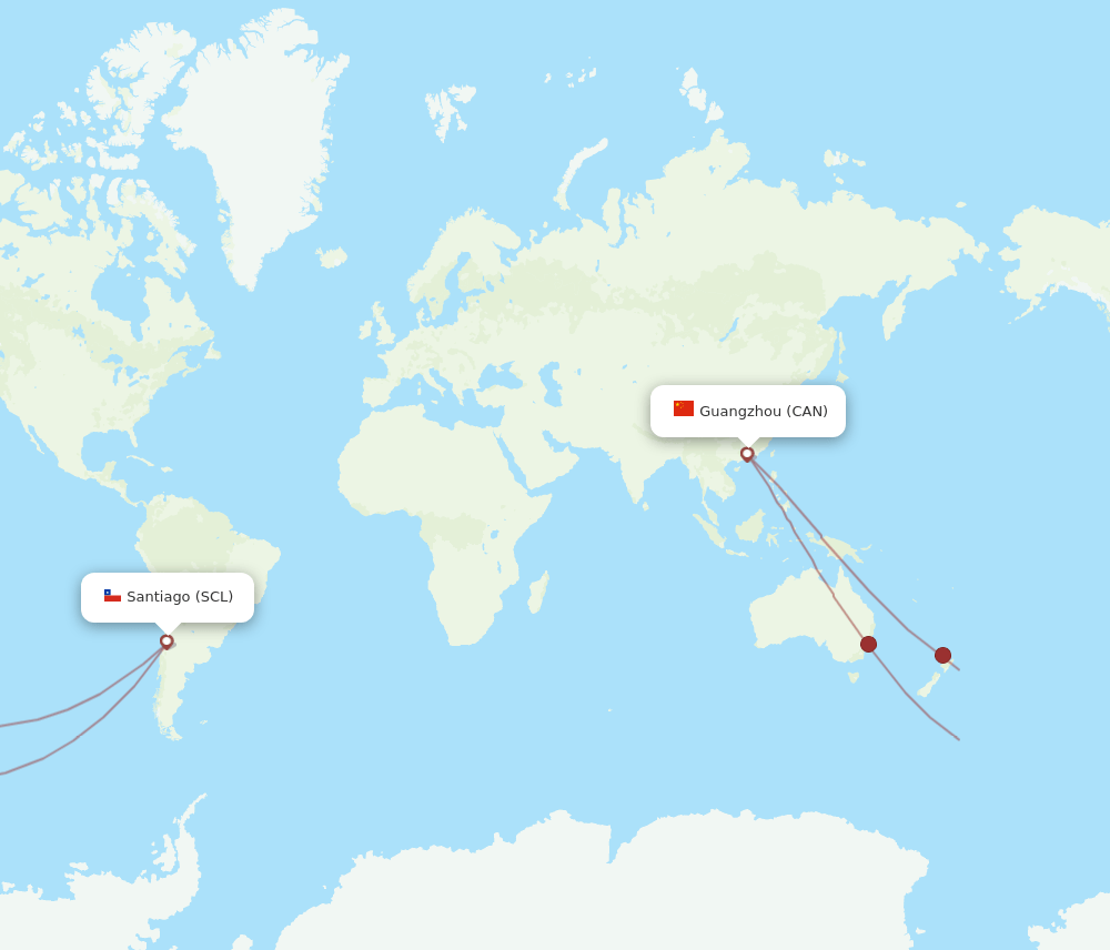 CAN to SCL flights and routes map