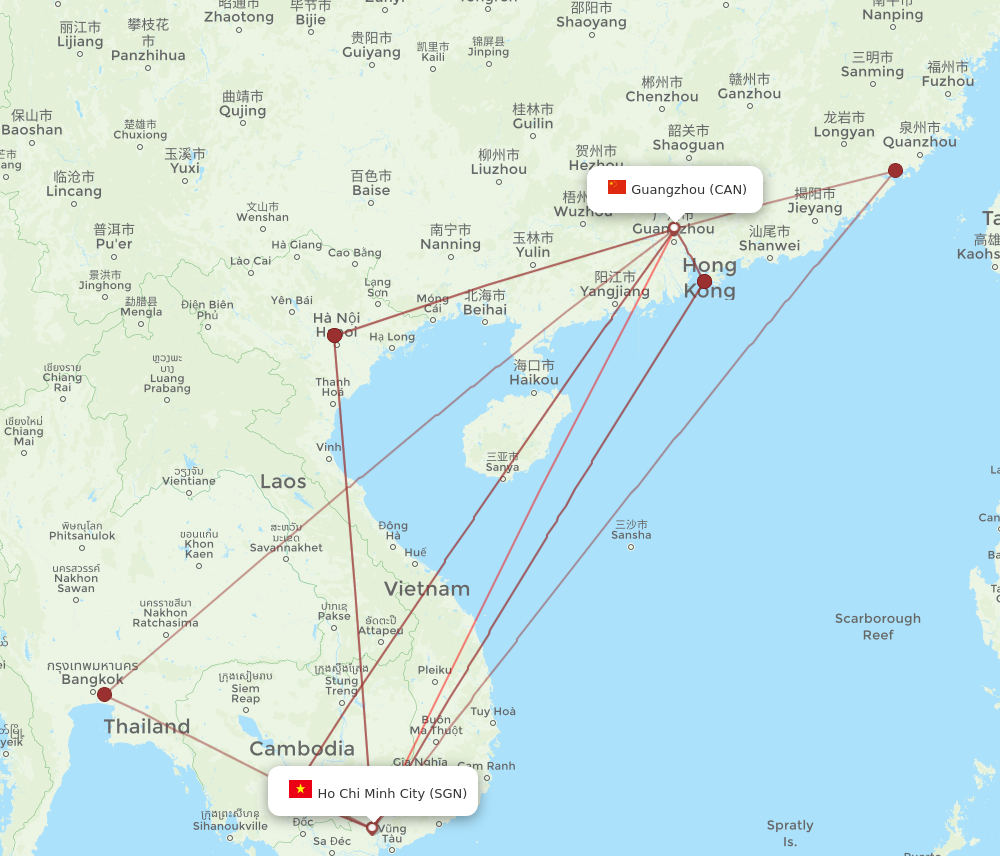 CAN to SGN flights and routes map