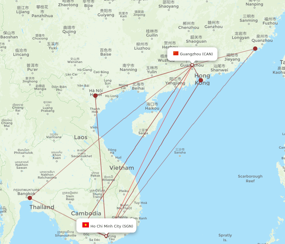 CAN-SGN flight routes