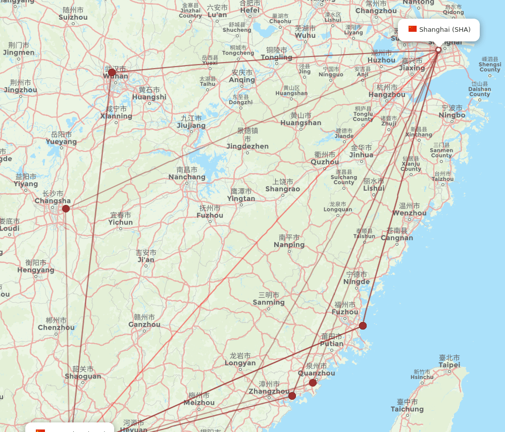 CAN-SHA flight routes
