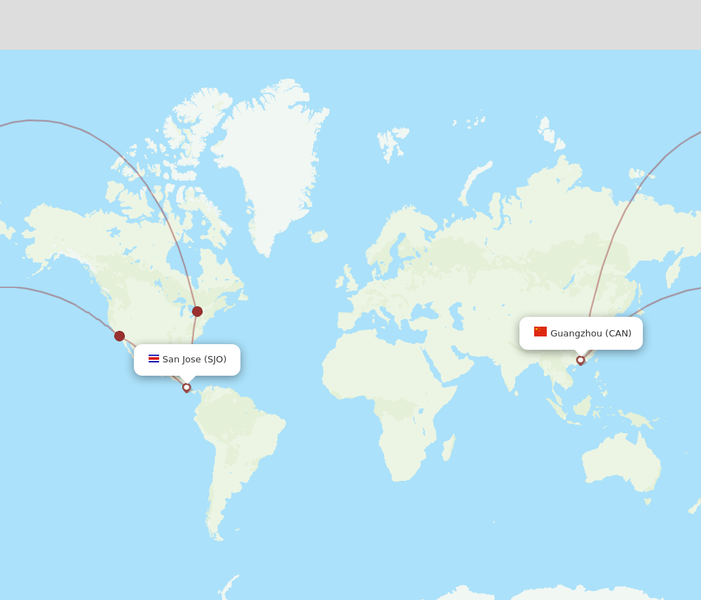 CAN-SJO flight routes