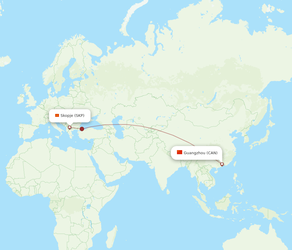 CAN-SKP flight routes