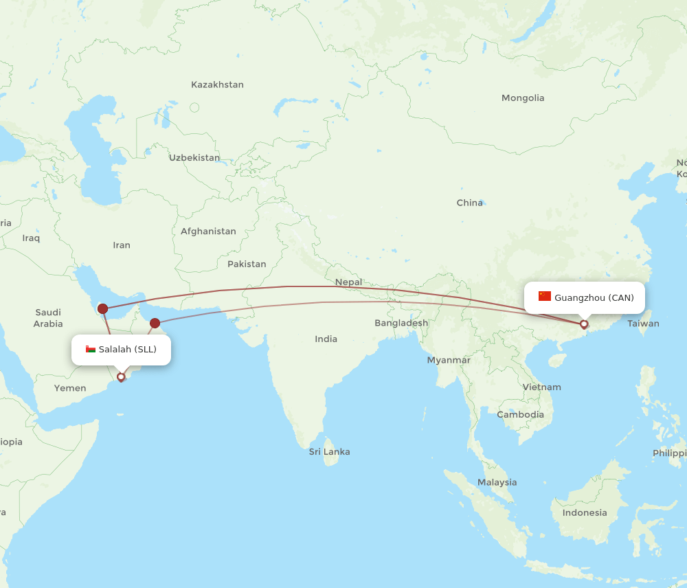 CAN-SLL flight routes