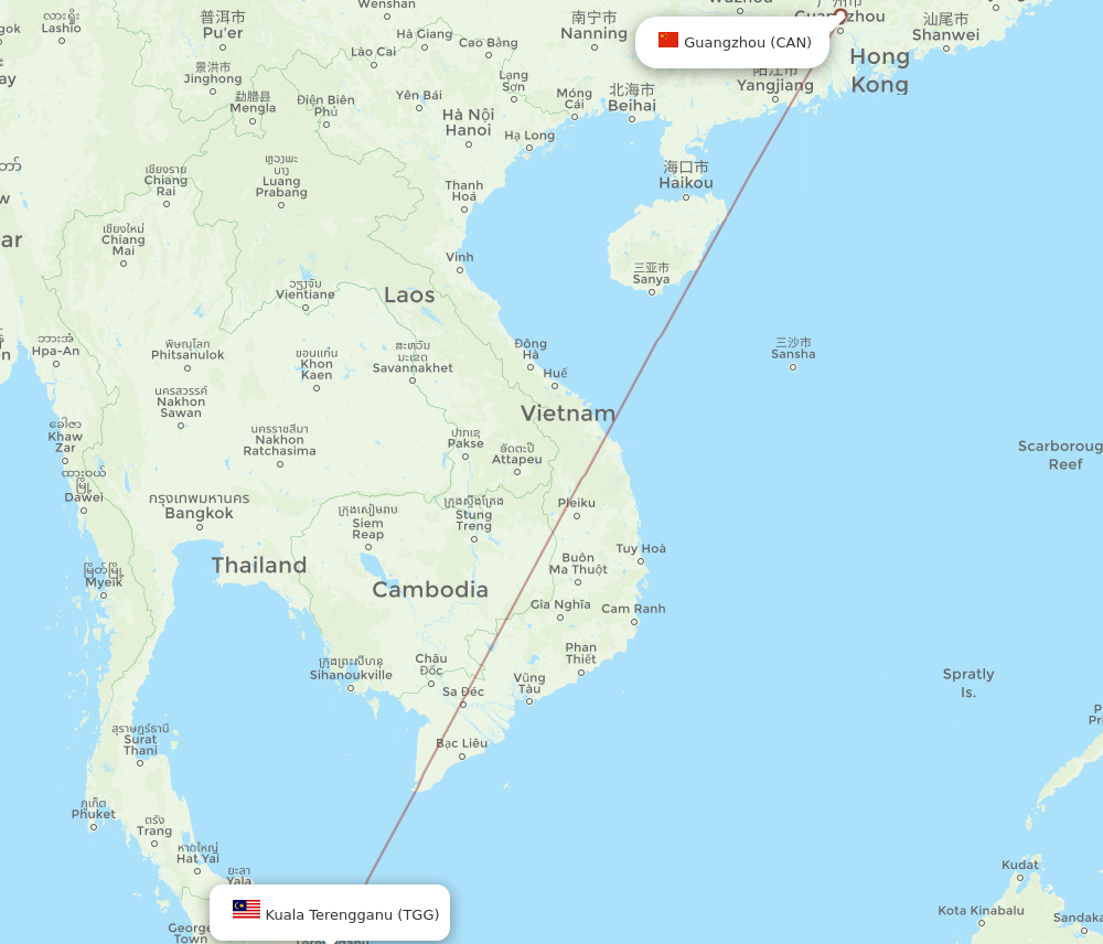 CAN-TGG flight routes