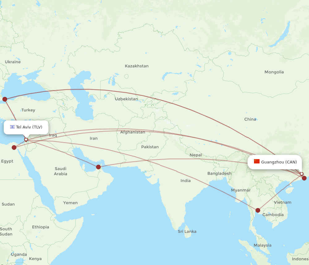 CAN-TLV flight routes