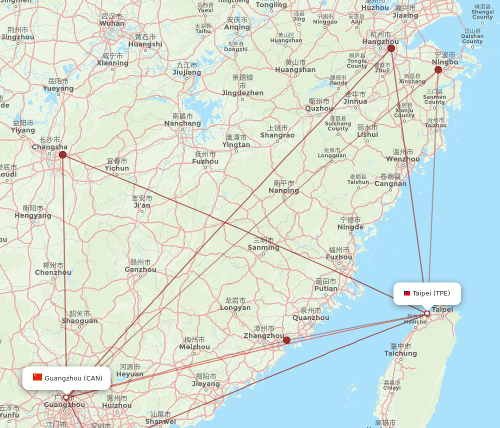 CAN-TPE flight routes