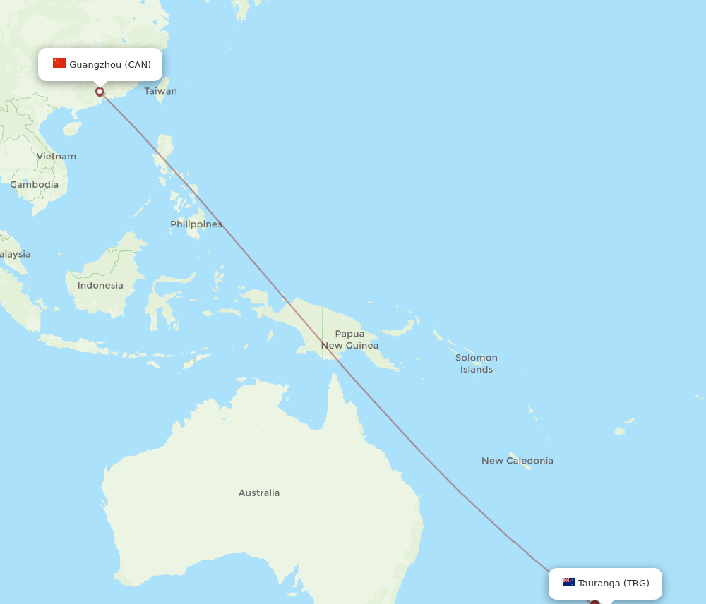 CAN-TRG flight routes