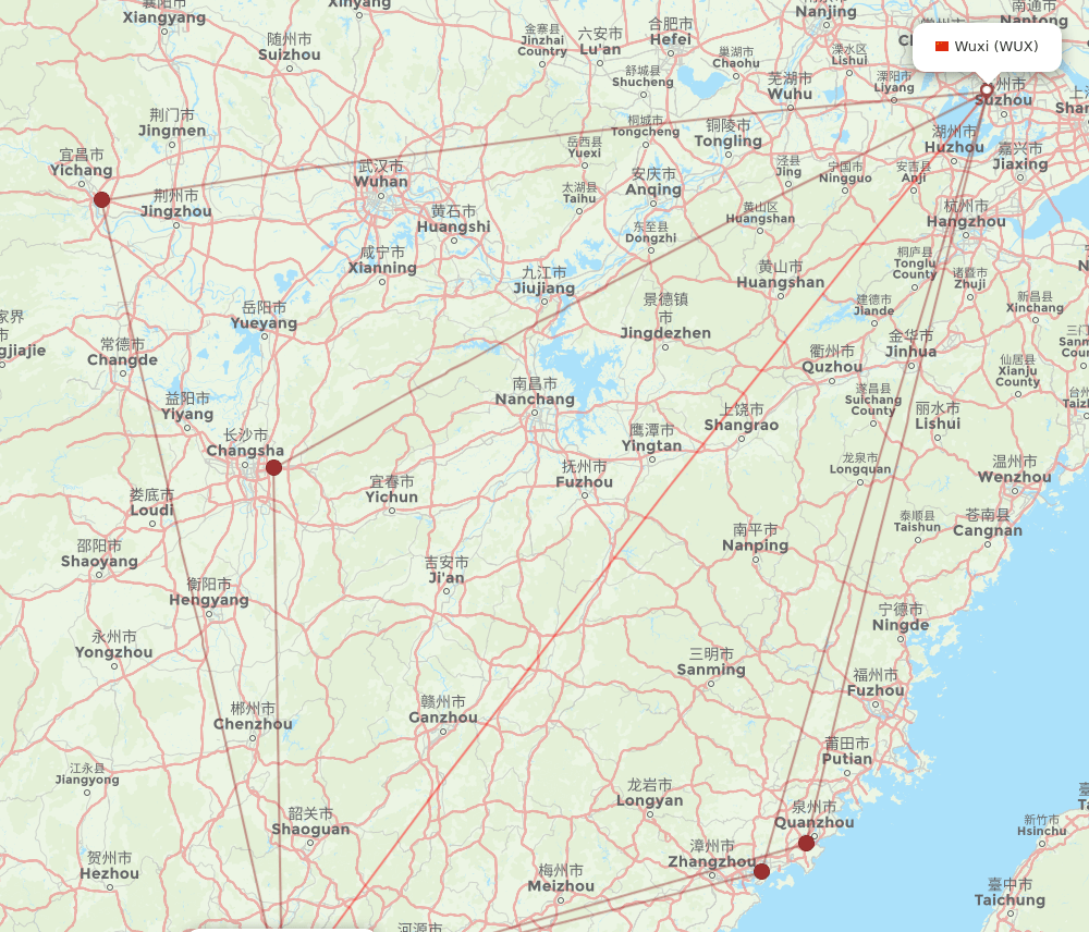 CAN to WUX flights and routes map