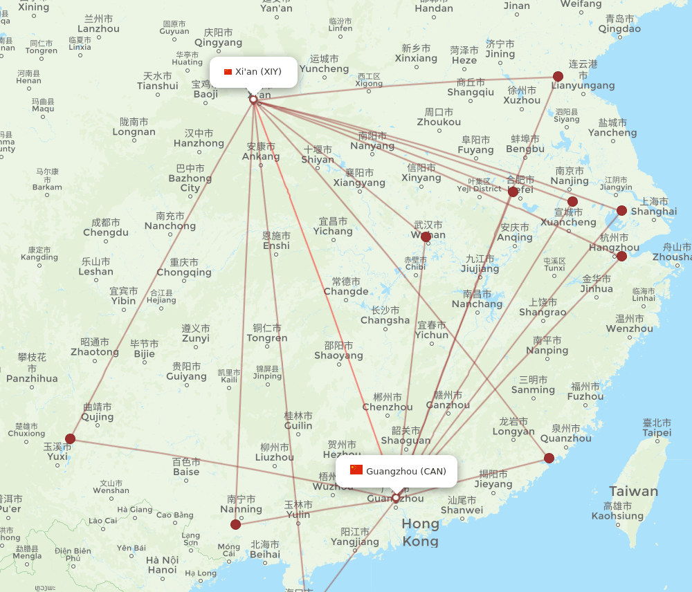 CAN-XIY flight routes