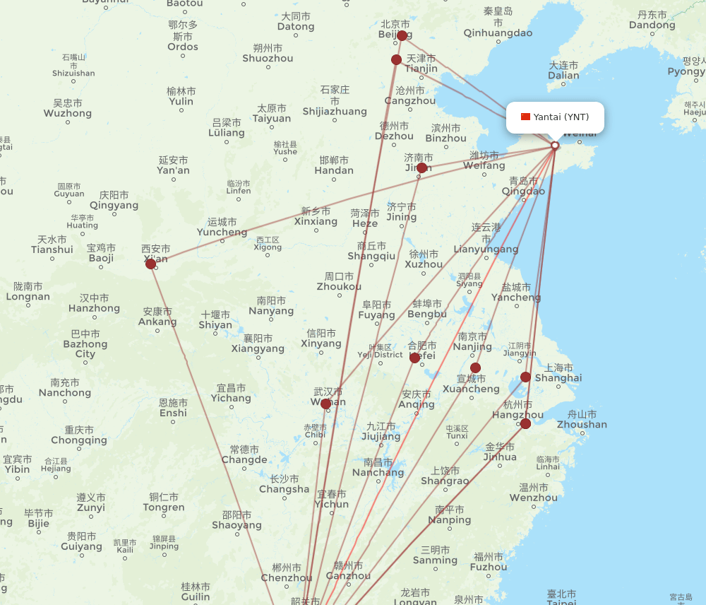 CAN to YNT flights and routes map