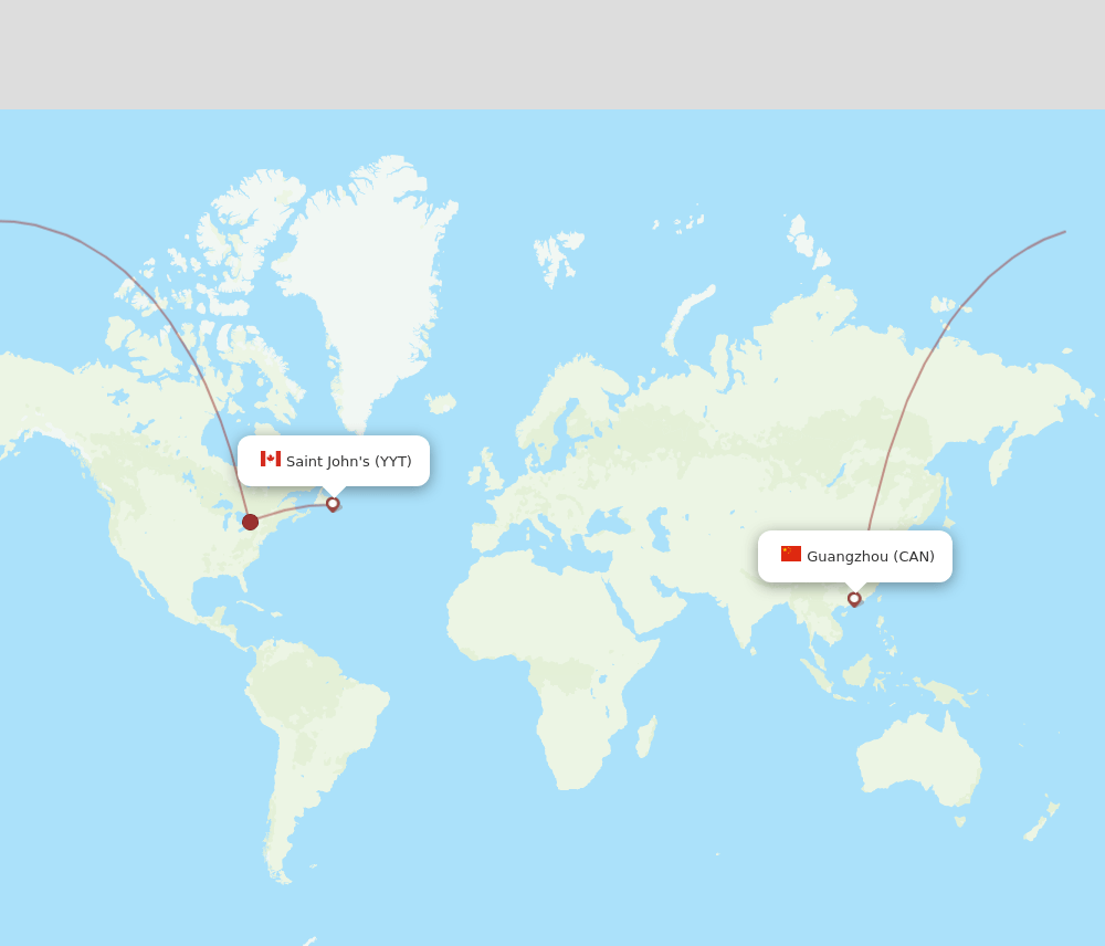 YYT to CAN flights and routes map