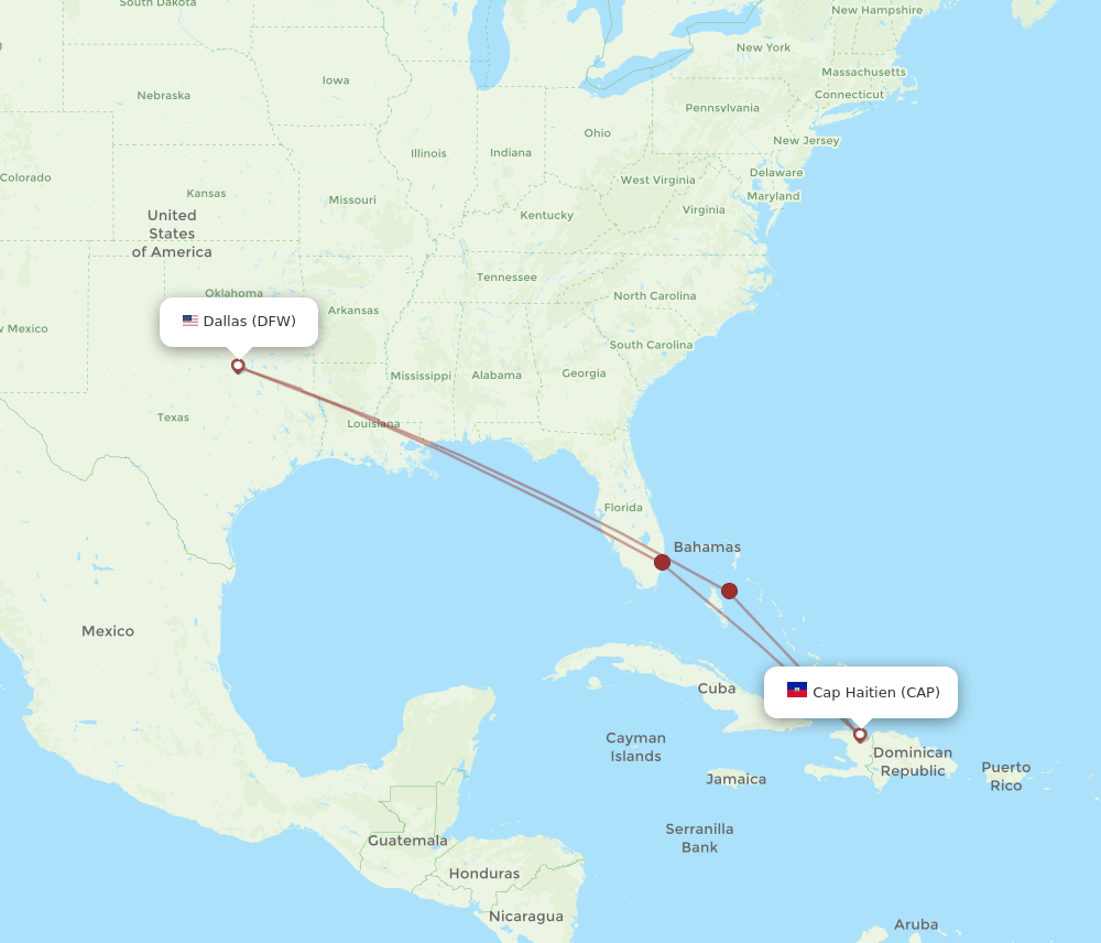 CAP-DFW flight routes