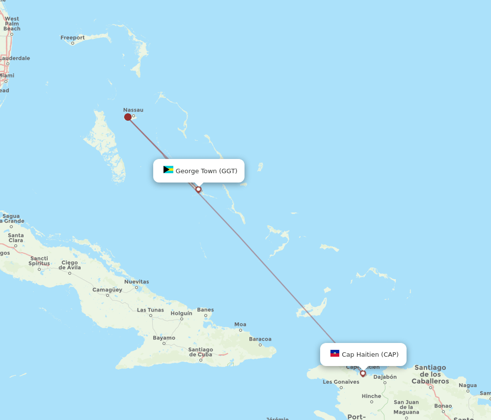 CAP-GGT flight routes