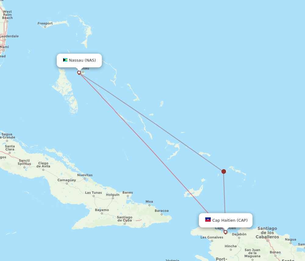 CAP to NAS flights and routes map