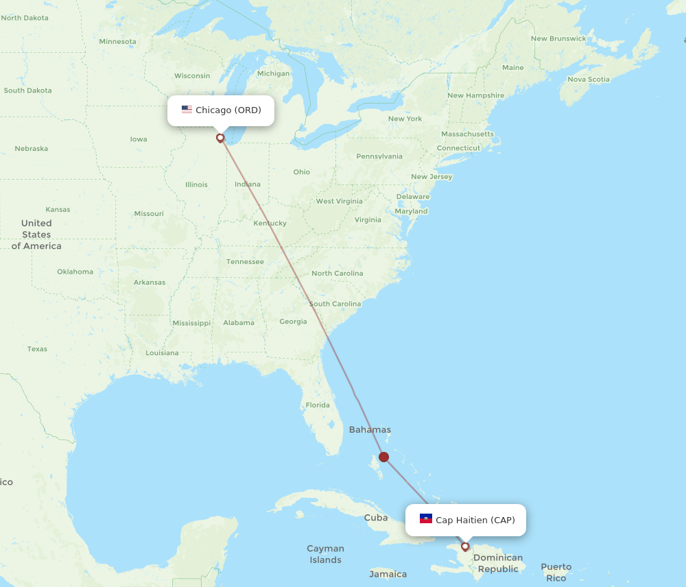 CAP-ORD flight routes