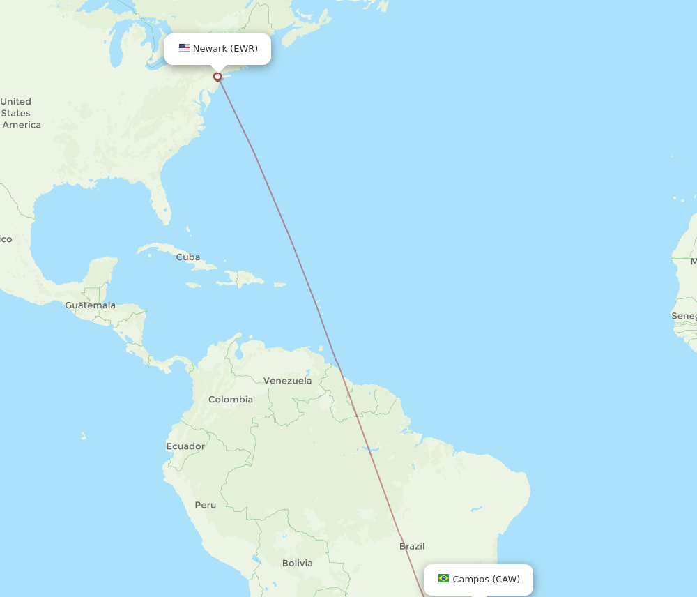 CAW-EWR flight routes