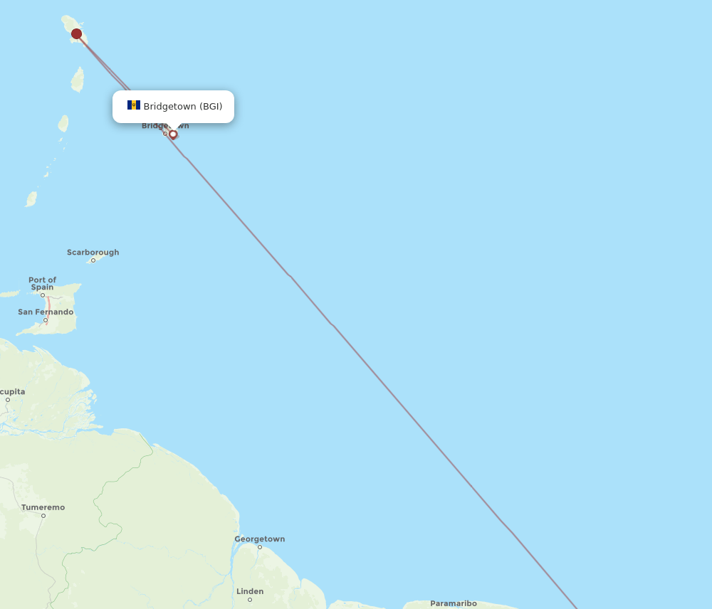 CAY to BGI flights and routes map