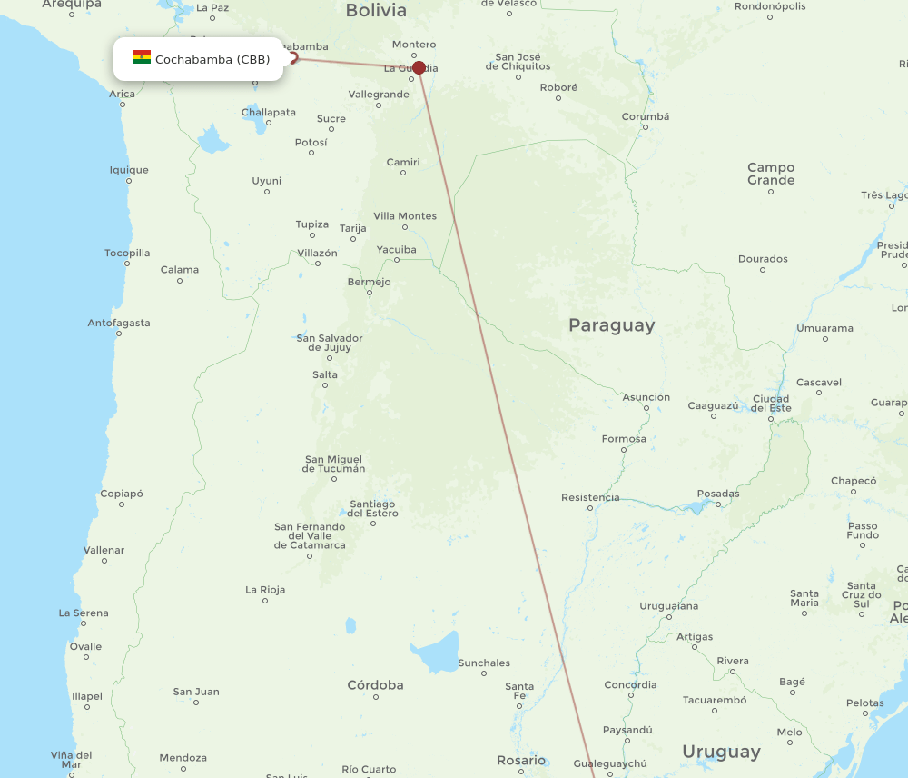 CBB-AEP flight routes