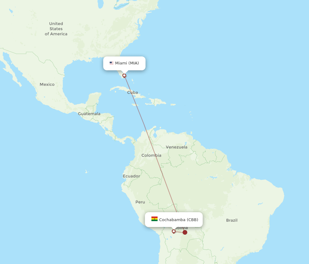 CBB-MIA flight routes