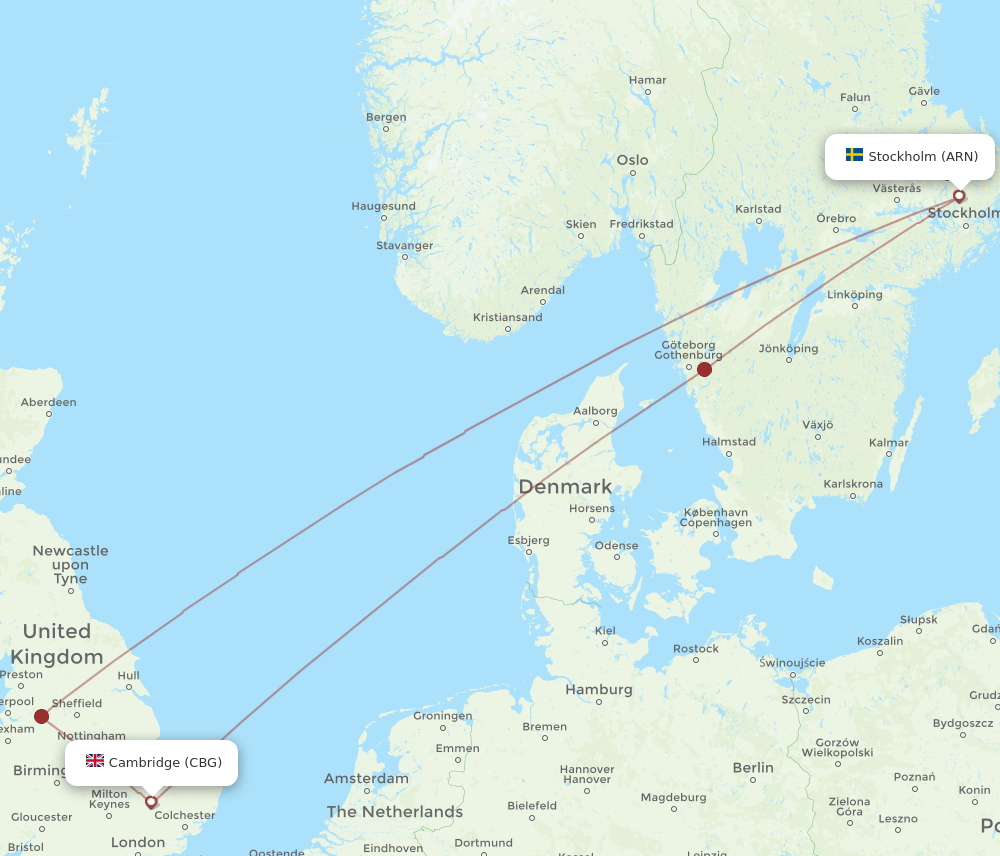 CBG to ARN flights and routes map