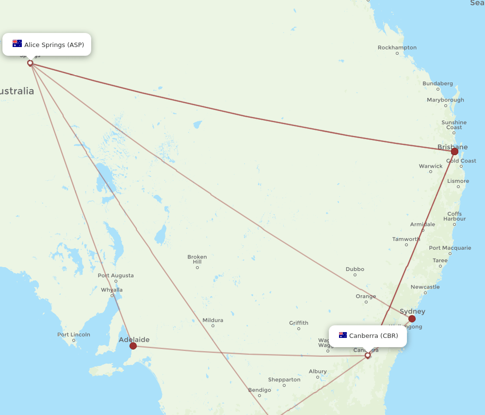 CBR-ASP flight routes