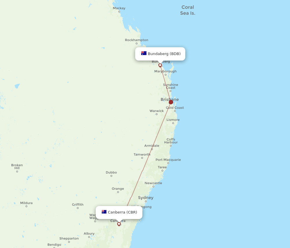 CBR-BDB flight routes