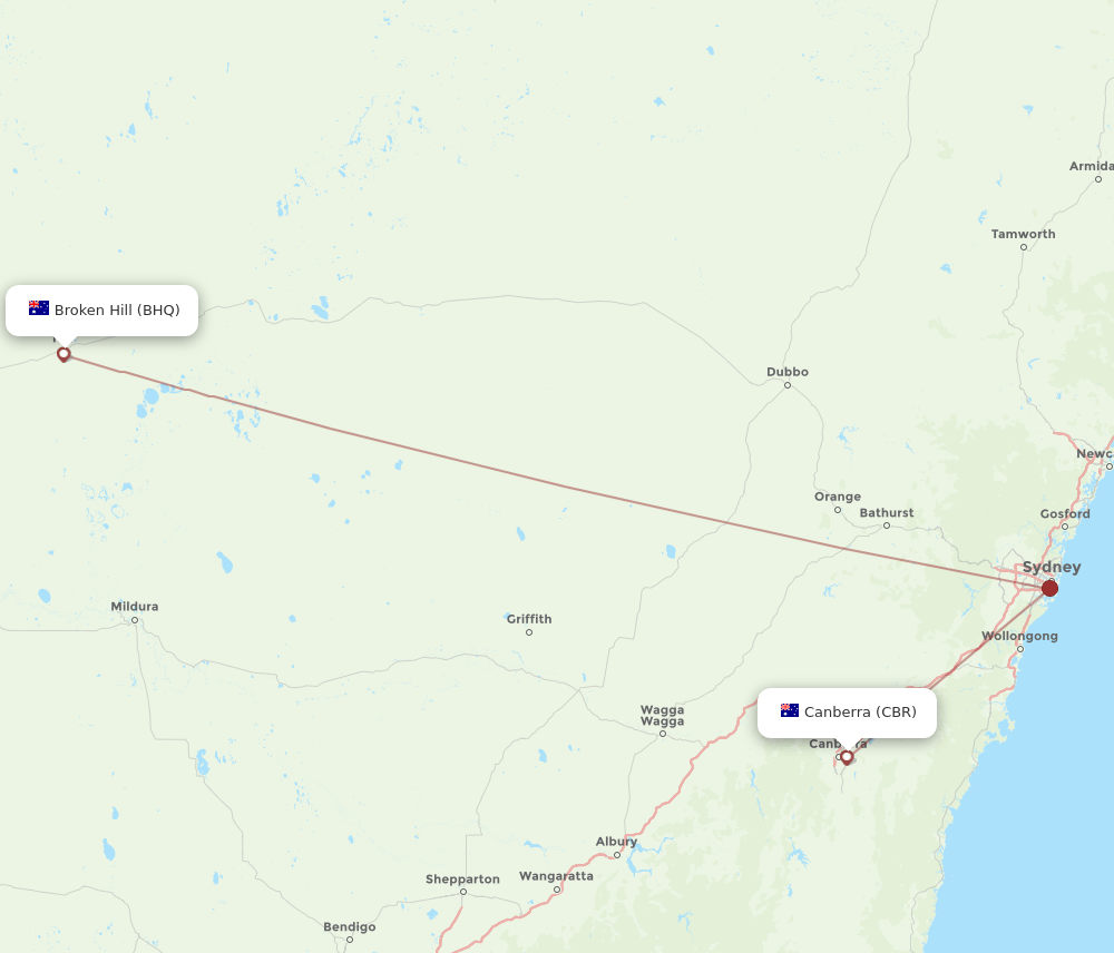 CBR-BHQ flight routes