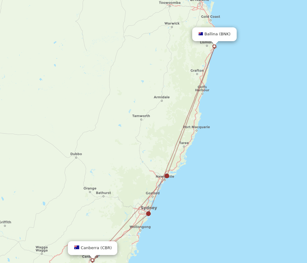 CBR-BNK flight routes